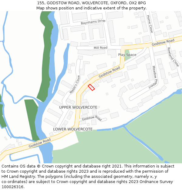 155, GODSTOW ROAD, WOLVERCOTE, OXFORD, OX2 8PG: Location map and indicative extent of plot
