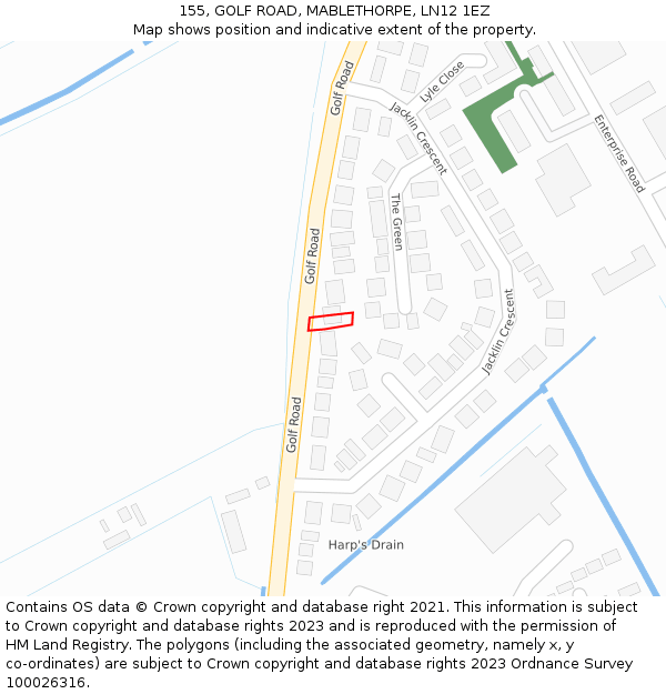 155, GOLF ROAD, MABLETHORPE, LN12 1EZ: Location map and indicative extent of plot