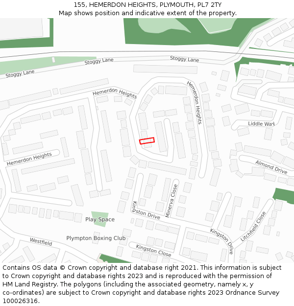 155, HEMERDON HEIGHTS, PLYMOUTH, PL7 2TY: Location map and indicative extent of plot