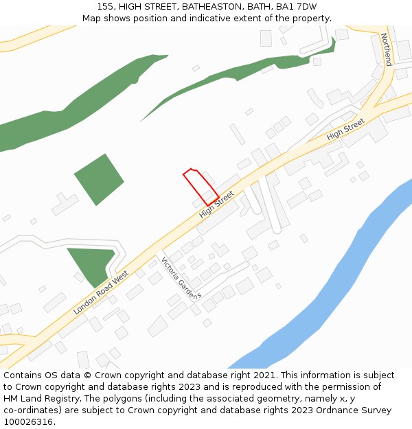 155, HIGH STREET, BATHEASTON, BATH, BA1 7DW: Location map and indicative extent of plot