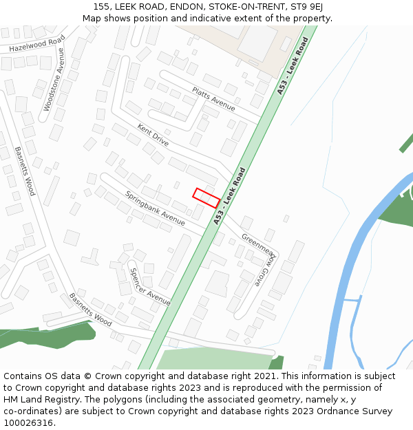 155, LEEK ROAD, ENDON, STOKE-ON-TRENT, ST9 9EJ: Location map and indicative extent of plot