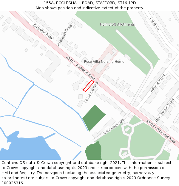 155A, ECCLESHALL ROAD, STAFFORD, ST16 1PD: Location map and indicative extent of plot