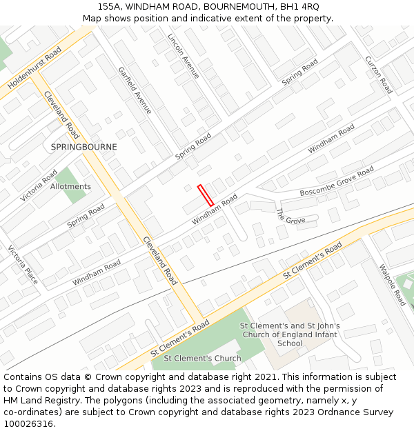 155A, WINDHAM ROAD, BOURNEMOUTH, BH1 4RQ: Location map and indicative extent of plot