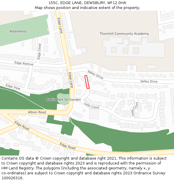 155C, EDGE LANE, DEWSBURY, WF12 0HA: Location map and indicative extent of plot