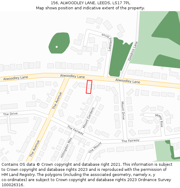 156, ALWOODLEY LANE, LEEDS, LS17 7PL: Location map and indicative extent of plot