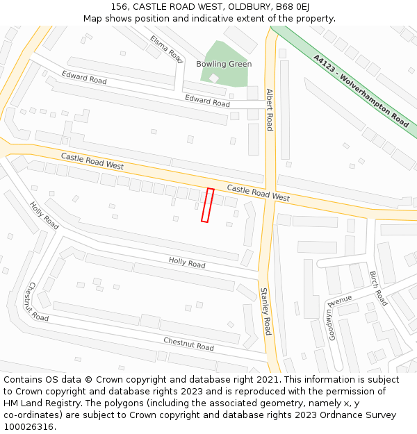 156, CASTLE ROAD WEST, OLDBURY, B68 0EJ: Location map and indicative extent of plot