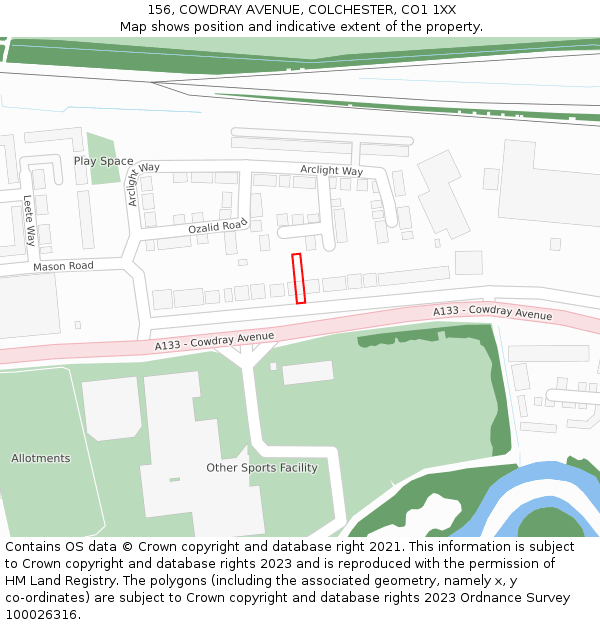 156, COWDRAY AVENUE, COLCHESTER, CO1 1XX: Location map and indicative extent of plot