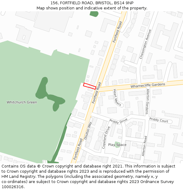 156, FORTFIELD ROAD, BRISTOL, BS14 9NP: Location map and indicative extent of plot