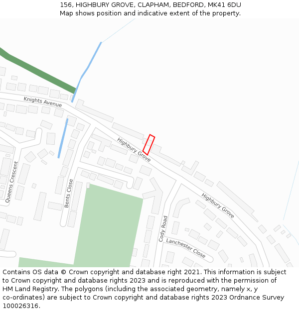156, HIGHBURY GROVE, CLAPHAM, BEDFORD, MK41 6DU: Location map and indicative extent of plot