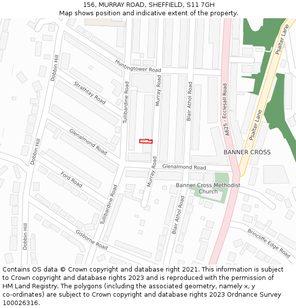 156, MURRAY ROAD, SHEFFIELD, S11 7GH: Location map and indicative extent of plot