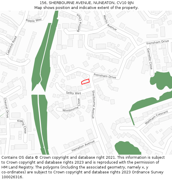 156, SHERBOURNE AVENUE, NUNEATON, CV10 9JN: Location map and indicative extent of plot