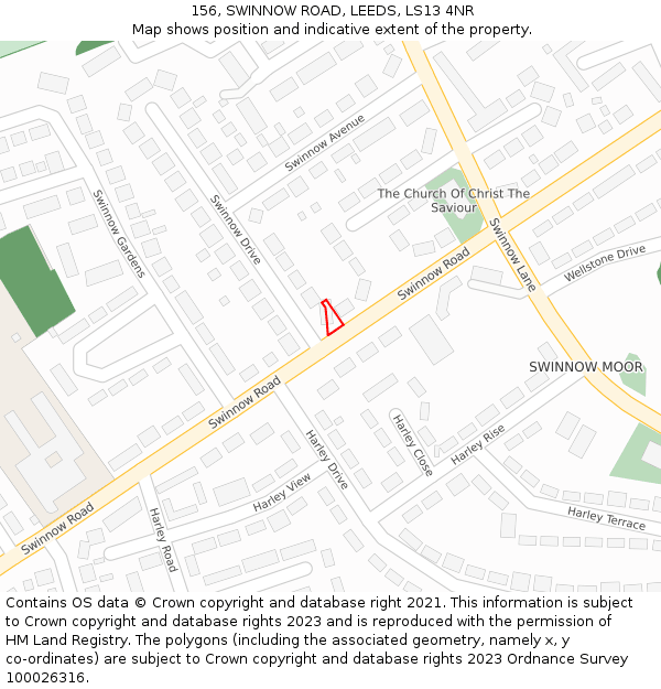 156, SWINNOW ROAD, LEEDS, LS13 4NR: Location map and indicative extent of plot