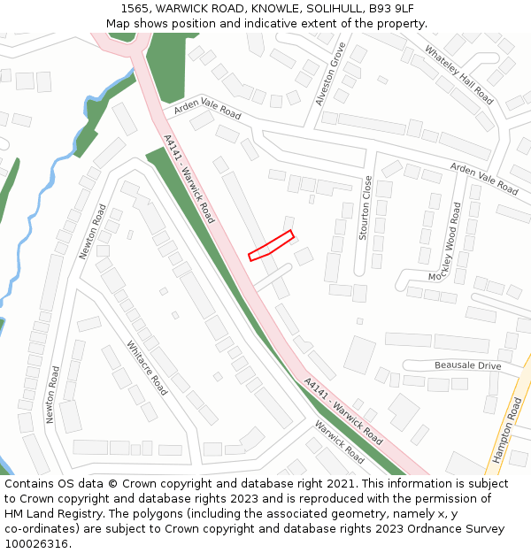1565, WARWICK ROAD, KNOWLE, SOLIHULL, B93 9LF: Location map and indicative extent of plot