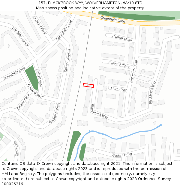 157, BLACKBROOK WAY, WOLVERHAMPTON, WV10 8TD: Location map and indicative extent of plot