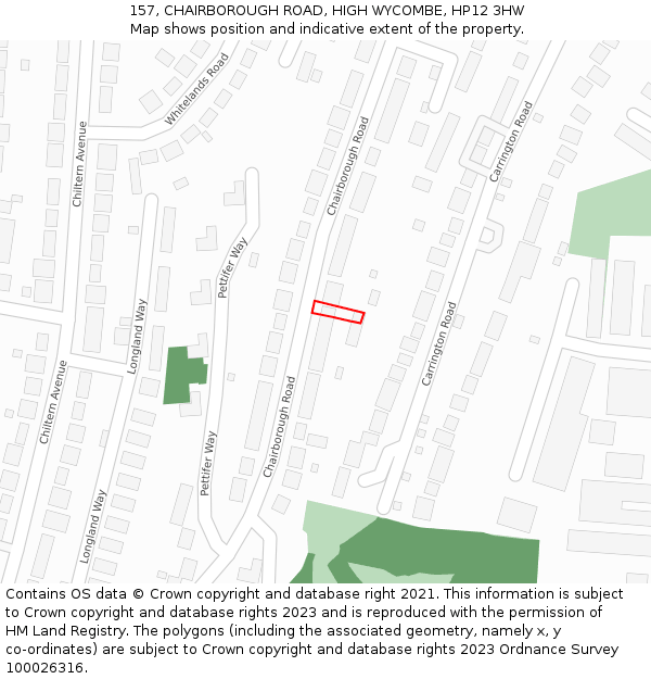 157, CHAIRBOROUGH ROAD, HIGH WYCOMBE, HP12 3HW: Location map and indicative extent of plot