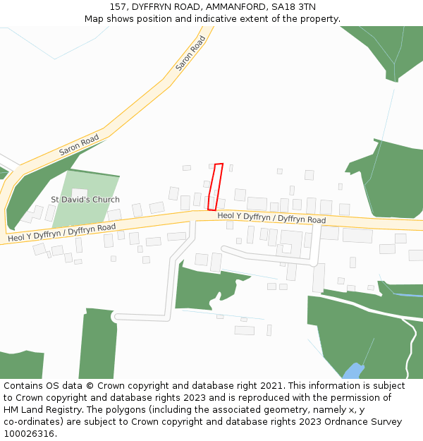 157, DYFFRYN ROAD, AMMANFORD, SA18 3TN: Location map and indicative extent of plot