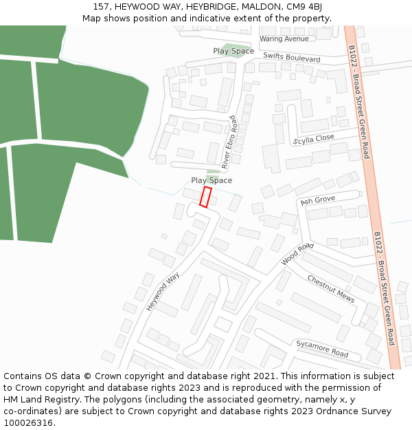157, HEYWOOD WAY, HEYBRIDGE, MALDON, CM9 4BJ: Location map and indicative extent of plot