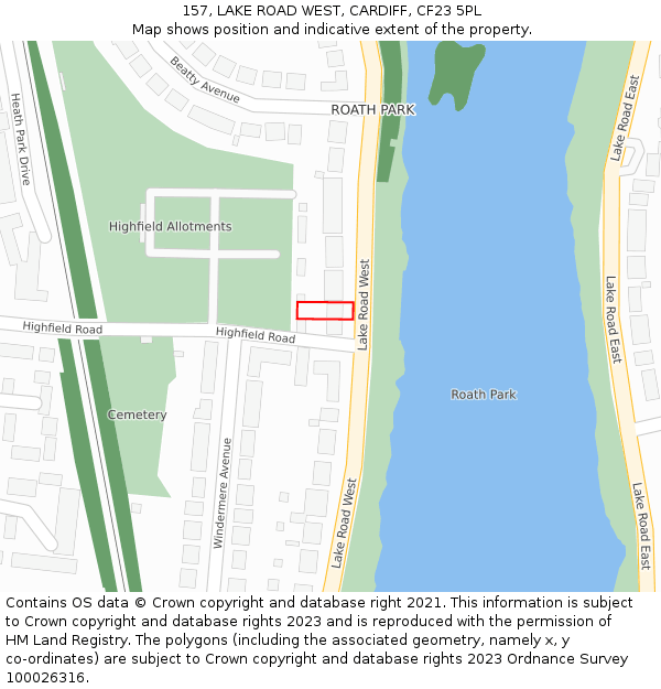 157, LAKE ROAD WEST, CARDIFF, CF23 5PL: Location map and indicative extent of plot