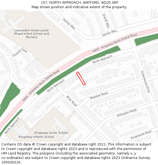 157, NORTH APPROACH, WATFORD, WD25 0EP: Location map and indicative extent of plot