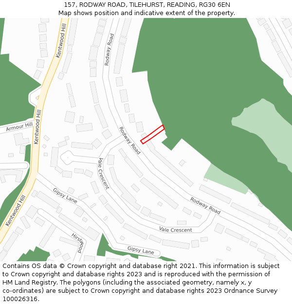 157, RODWAY ROAD, TILEHURST, READING, RG30 6EN: Location map and indicative extent of plot