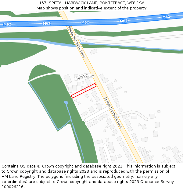 157, SPITTAL HARDWICK LANE, PONTEFRACT, WF8 1SA: Location map and indicative extent of plot