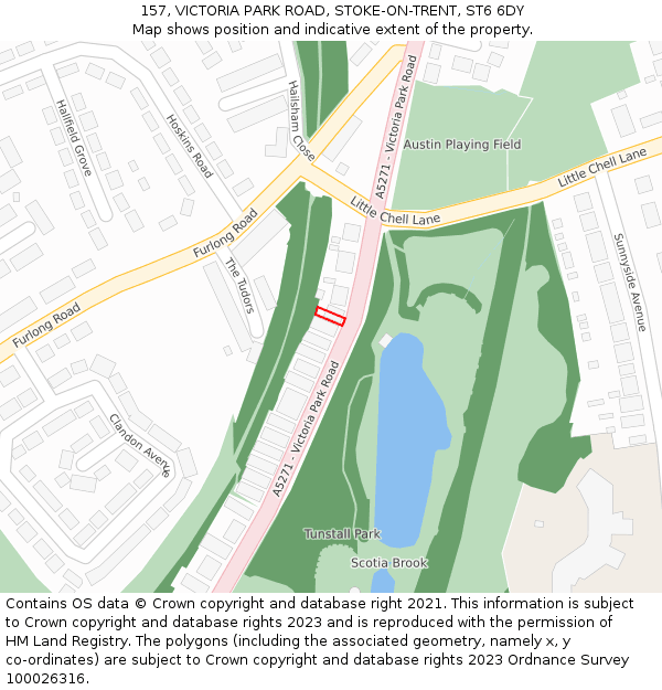 157, VICTORIA PARK ROAD, STOKE-ON-TRENT, ST6 6DY: Location map and indicative extent of plot