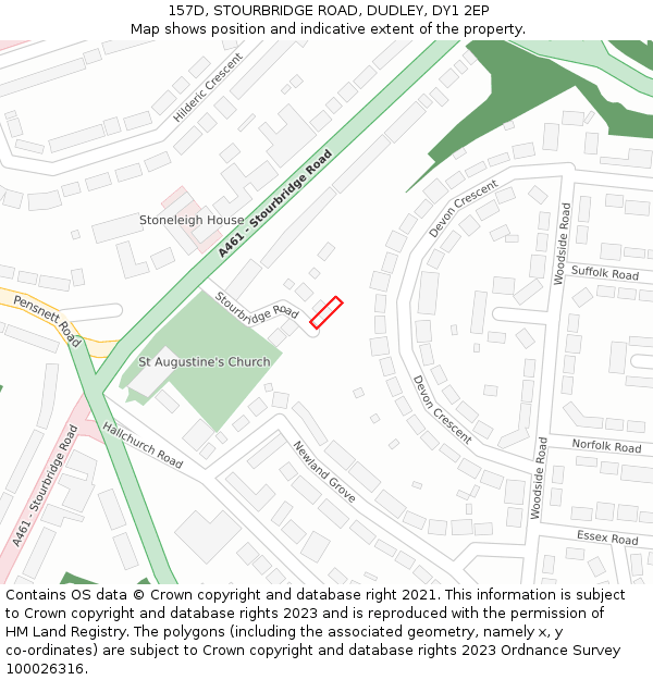 157D, STOURBRIDGE ROAD, DUDLEY, DY1 2EP: Location map and indicative extent of plot