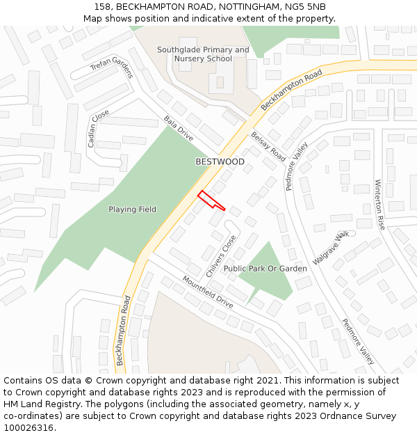158, BECKHAMPTON ROAD, NOTTINGHAM, NG5 5NB: Location map and indicative extent of plot