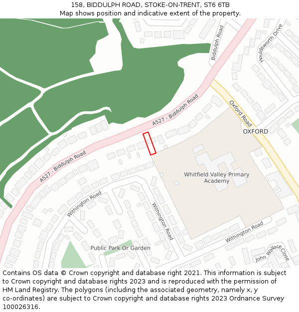 158, BIDDULPH ROAD, STOKE-ON-TRENT, ST6 6TB: Location map and indicative extent of plot