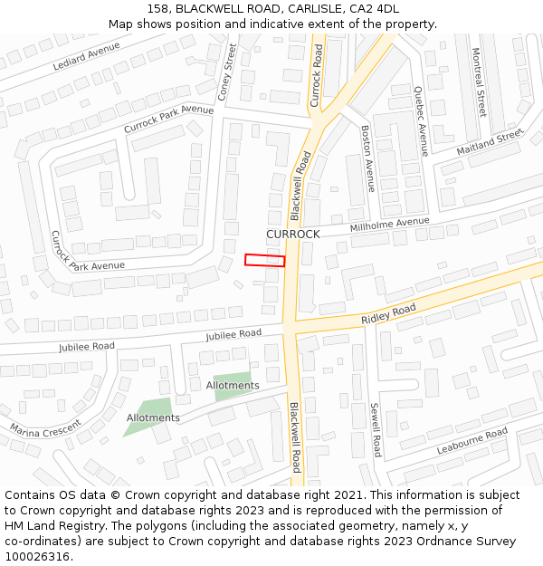 158, BLACKWELL ROAD, CARLISLE, CA2 4DL: Location map and indicative extent of plot