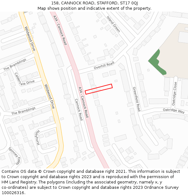 158, CANNOCK ROAD, STAFFORD, ST17 0QJ: Location map and indicative extent of plot