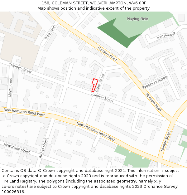 158, COLEMAN STREET, WOLVERHAMPTON, WV6 0RF: Location map and indicative extent of plot