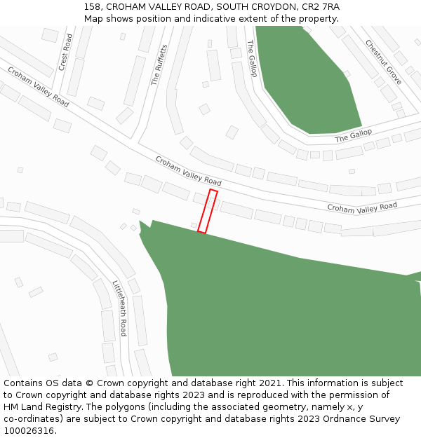 158, CROHAM VALLEY ROAD, SOUTH CROYDON, CR2 7RA: Location map and indicative extent of plot