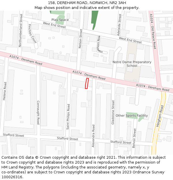 158, DEREHAM ROAD, NORWICH, NR2 3AH: Location map and indicative extent of plot