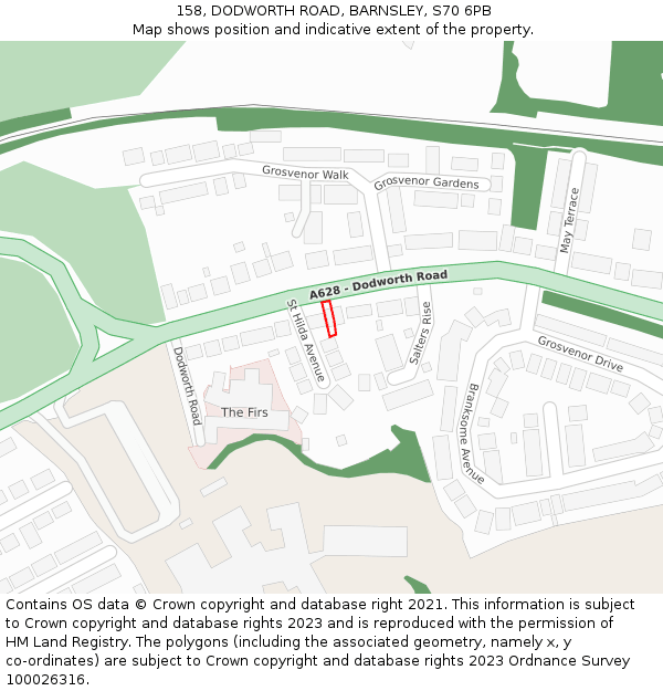 158, DODWORTH ROAD, BARNSLEY, S70 6PB: Location map and indicative extent of plot