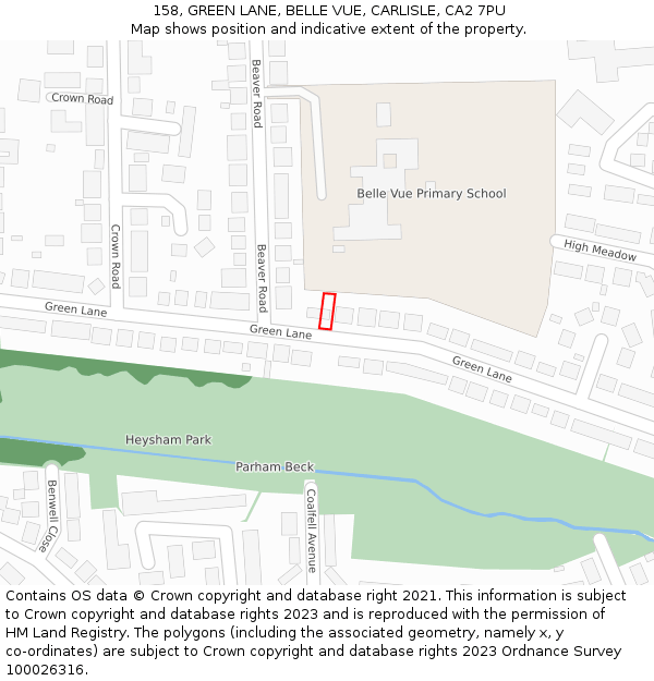 158, GREEN LANE, BELLE VUE, CARLISLE, CA2 7PU: Location map and indicative extent of plot