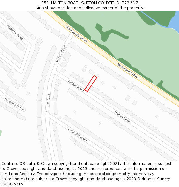 158, HALTON ROAD, SUTTON COLDFIELD, B73 6NZ: Location map and indicative extent of plot