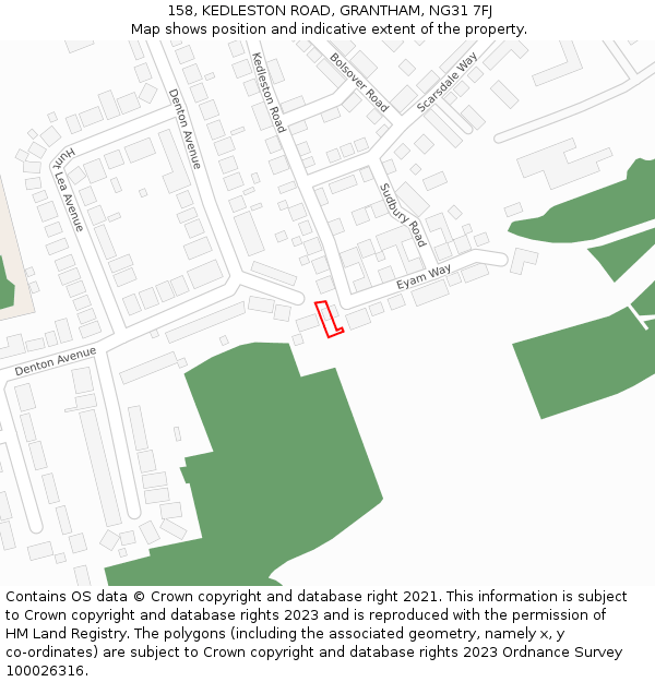158, KEDLESTON ROAD, GRANTHAM, NG31 7FJ: Location map and indicative extent of plot