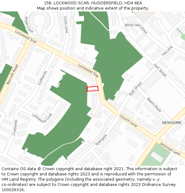 158, LOCKWOOD SCAR, HUDDERSFIELD, HD4 6EA: Location map and indicative extent of plot