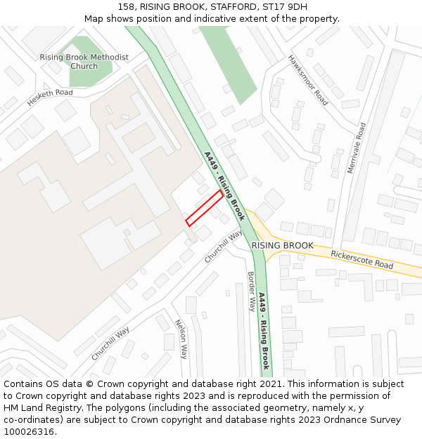 158, RISING BROOK, STAFFORD, ST17 9DH: Location map and indicative extent of plot