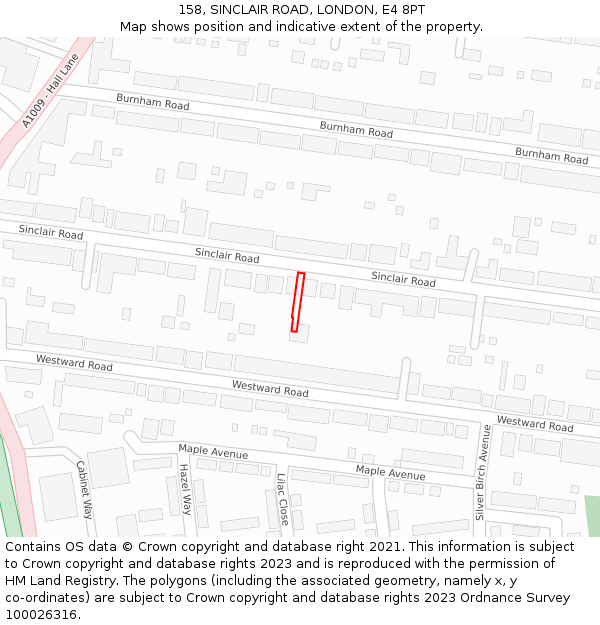 158, SINCLAIR ROAD, LONDON, E4 8PT: Location map and indicative extent of plot