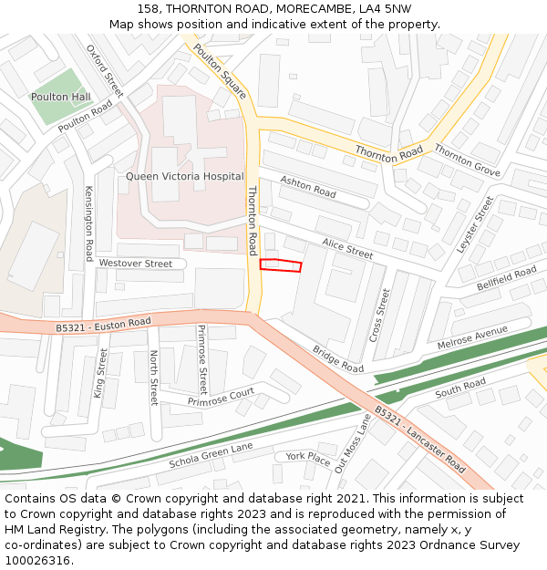 158, THORNTON ROAD, MORECAMBE, LA4 5NW: Location map and indicative extent of plot