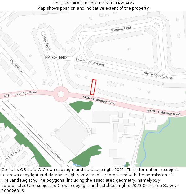 158, UXBRIDGE ROAD, PINNER, HA5 4DS: Location map and indicative extent of plot