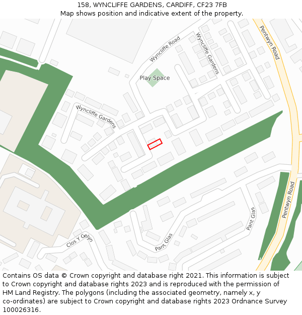 158, WYNCLIFFE GARDENS, CARDIFF, CF23 7FB: Location map and indicative extent of plot