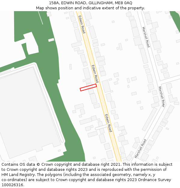 158A, EDWIN ROAD, GILLINGHAM, ME8 0AQ: Location map and indicative extent of plot