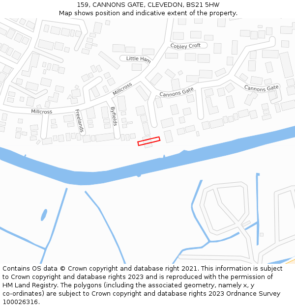 159, CANNONS GATE, CLEVEDON, BS21 5HW: Location map and indicative extent of plot