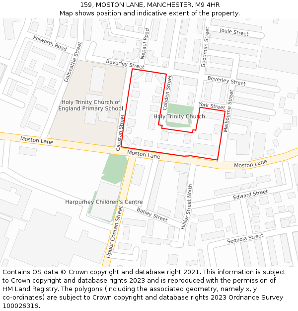 159, MOSTON LANE, MANCHESTER, M9 4HR: Location map and indicative extent of plot