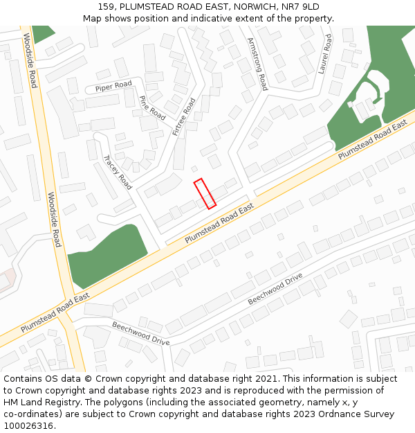 159, PLUMSTEAD ROAD EAST, NORWICH, NR7 9LD: Location map and indicative extent of plot