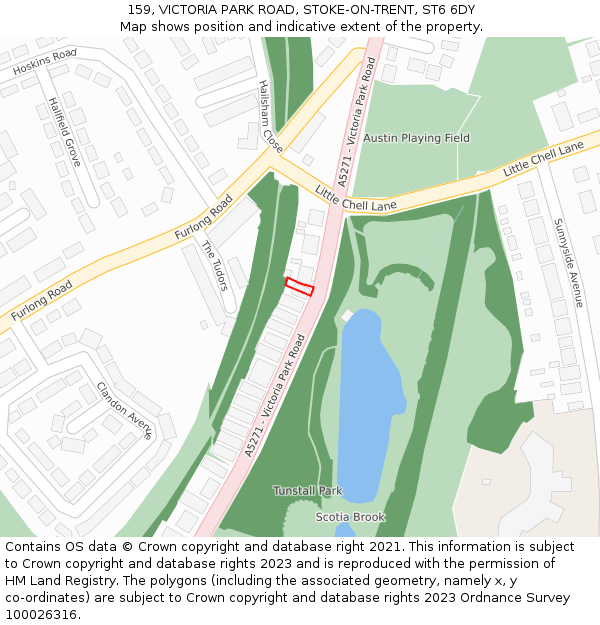 159, VICTORIA PARK ROAD, STOKE-ON-TRENT, ST6 6DY: Location map and indicative extent of plot