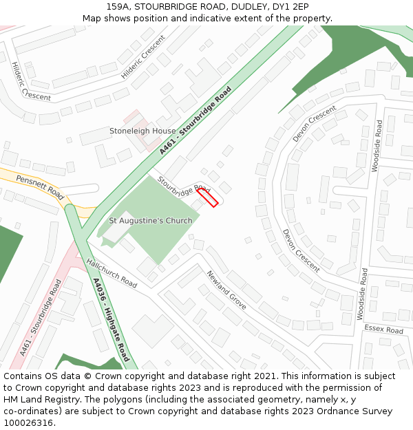159A, STOURBRIDGE ROAD, DUDLEY, DY1 2EP: Location map and indicative extent of plot